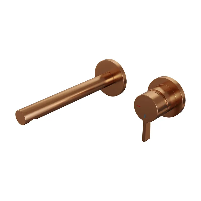 Brauer Copper Edition Inbouw Wastafelmengkraan met Rechte Uitloop & Rozetten - Model E1 - Hendel Rechts - PVD - Geborsteld Koper Gecertificeerd