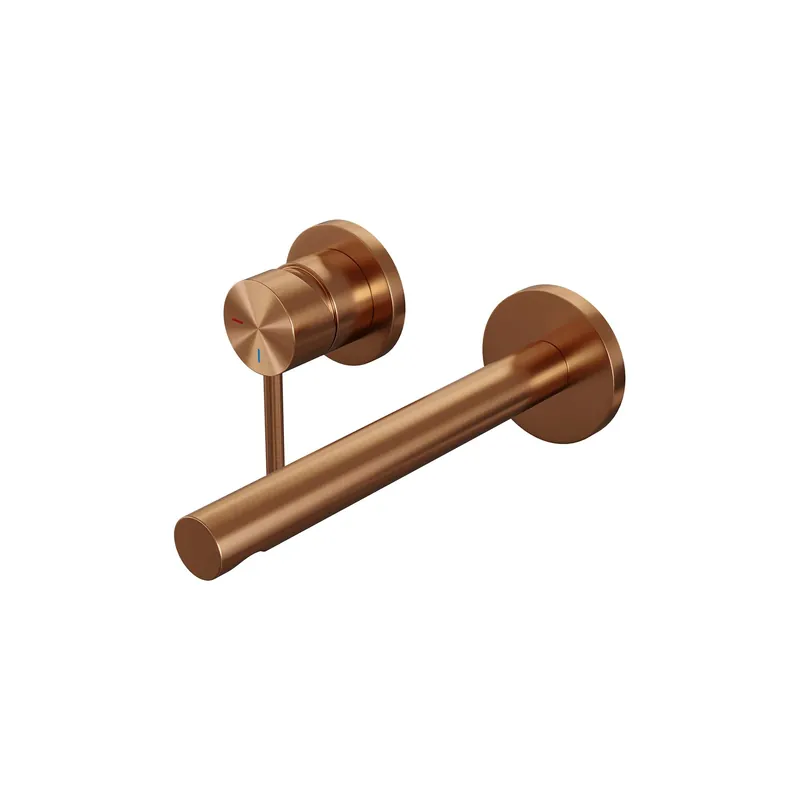 Brauer Copper Edition Inbouw Wastafelmengkraan met Rechte Uitloop & Rozetten - Model A2 - Hendel Links - PVD - Geborsteld Koper Hoge Kwaliteit