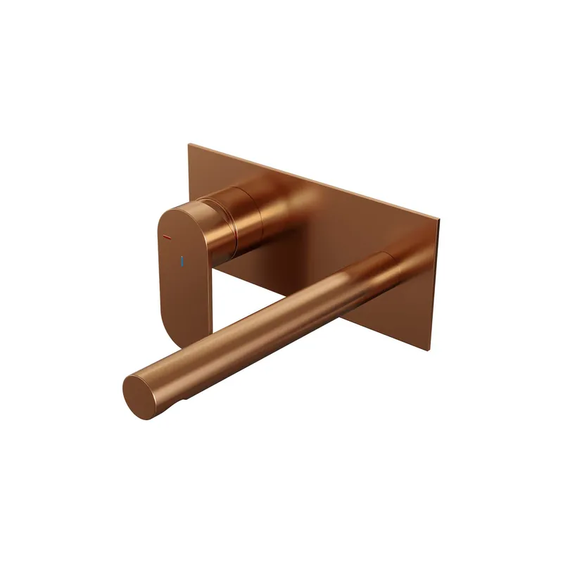 Brauer Copper Edition Inbouw Wastafelmengkraan met Rechte Uitloop & Afdekplaat - Model C2 - Hendel Links - PVD - Geborsteld Koper Must-Have