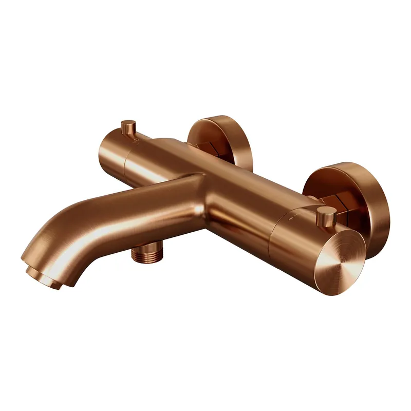 Brauer Copper Edition Opbouw Thermostatisch Bad/Douchekraan - Draaiknoppen - PVD - Geborsteld Koper Koopje