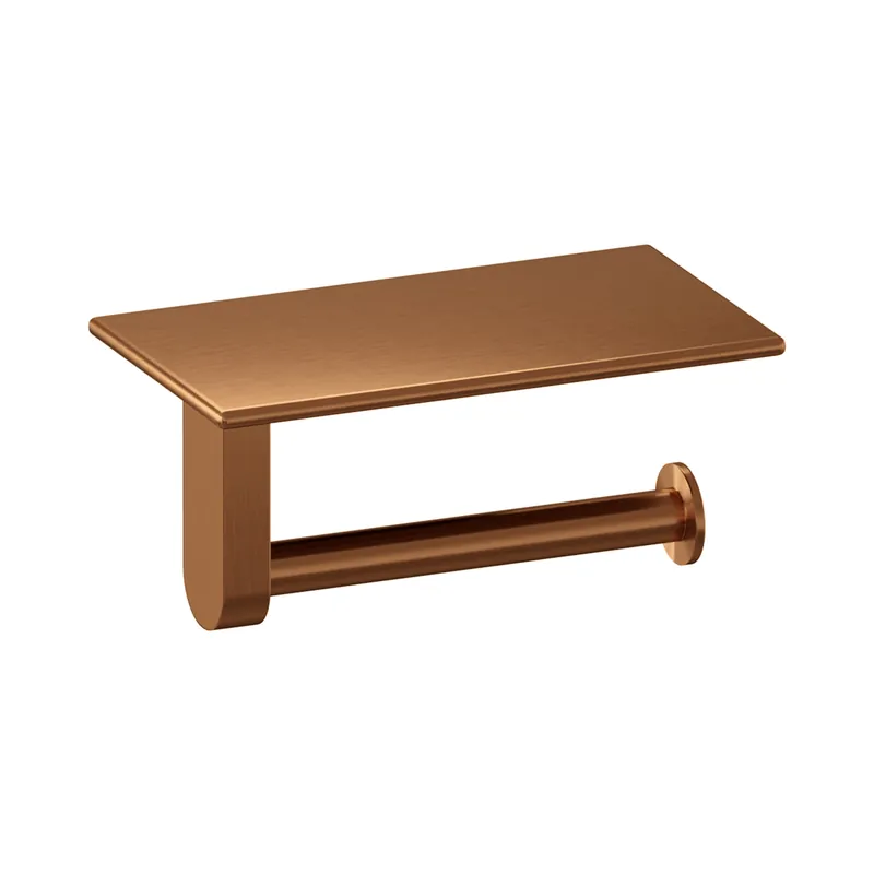 Brauer Copper Edition Toiletrolhouder met Planchet - PVD - Geborsteld Koper Actieprijs