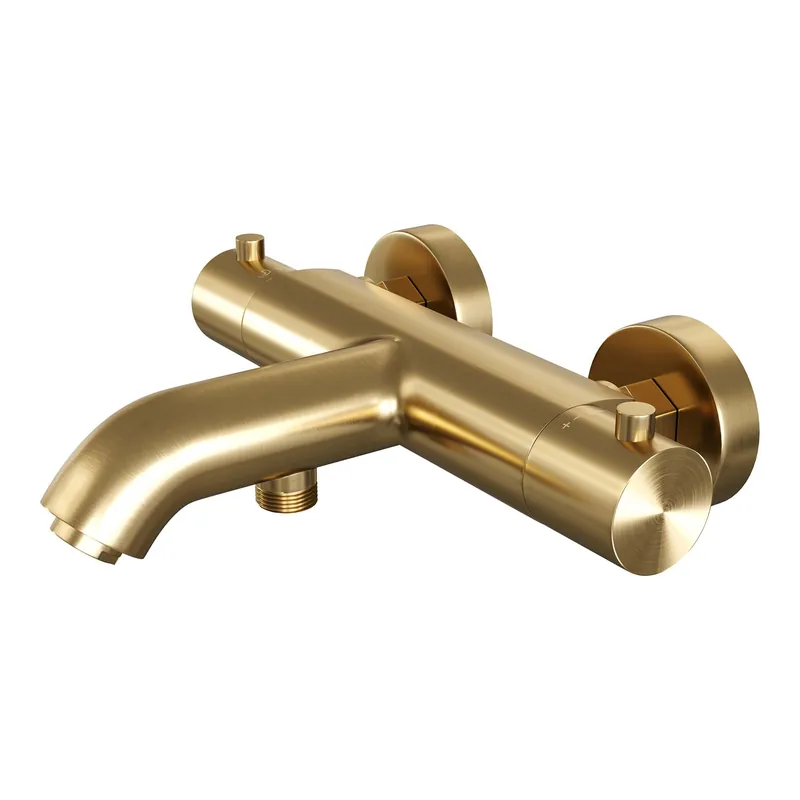 Brauer Gold Edition Opbouw Thermostatisch Bad/Douchekraan - Draaiknoppen - PVD - Geborsteld Goud Speciale Aanbieding