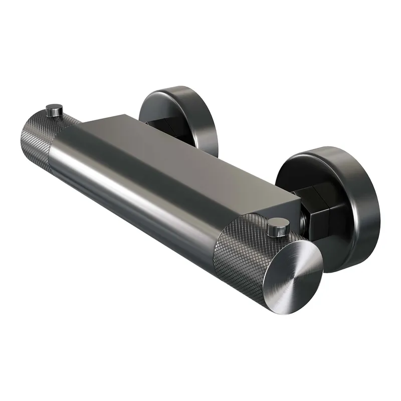 Meest Verkocht Brauer Gunmetal Carving Opbouw Thermostatisch Douchekraan - Geribbeld Draaiknoppen - PVD - Geborsteld Gunmetal
