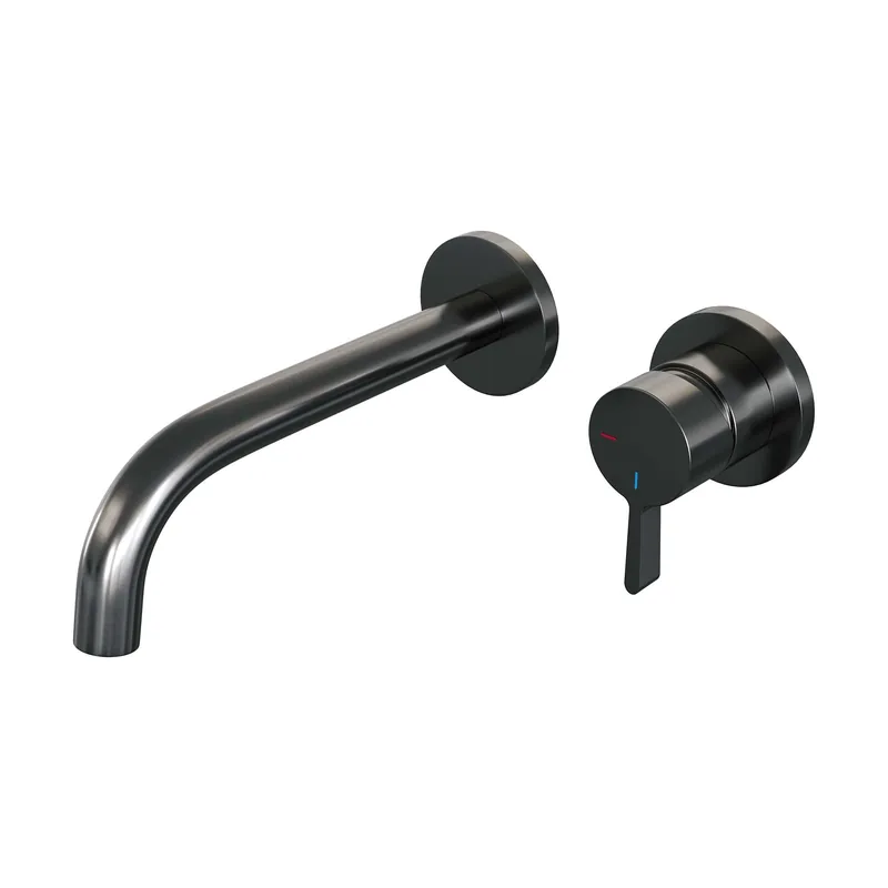 Betrouwbaar Brauer Gunmetal Edition Inbouw Wastafelmengkraan met Gebogen Uitloop & Rozetten - Model E1 - Hendel Rechts - PVD - Geborsteld Gunmetal