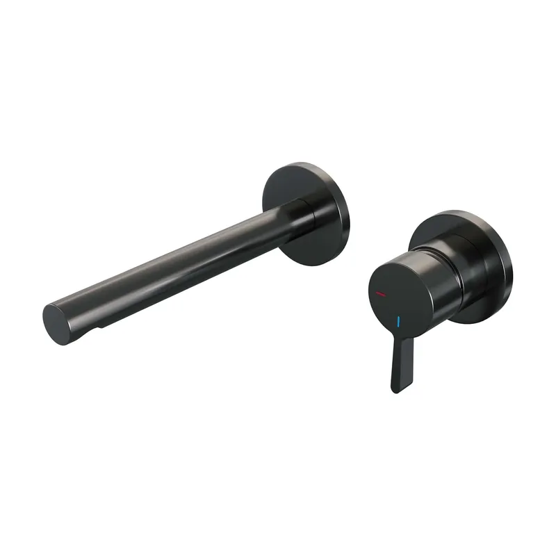 Brauer Gunmetal Edition Inbouw Wastafelmengkraan met Rechte Uitloop & Rozetten - Model E1 - Hendel Rechts - PVD - Geborsteld Gunmetal Laatste Kans