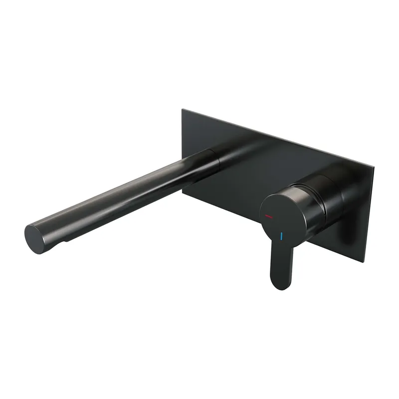 Koop Vandaag Brauer Gunmetal Edition Inbouw Wastafelmengkraan met Rechte Uitloop & Afdekplaat - Model D1 - Hendel Rechts - PVD - Geborsteld Gunmetal