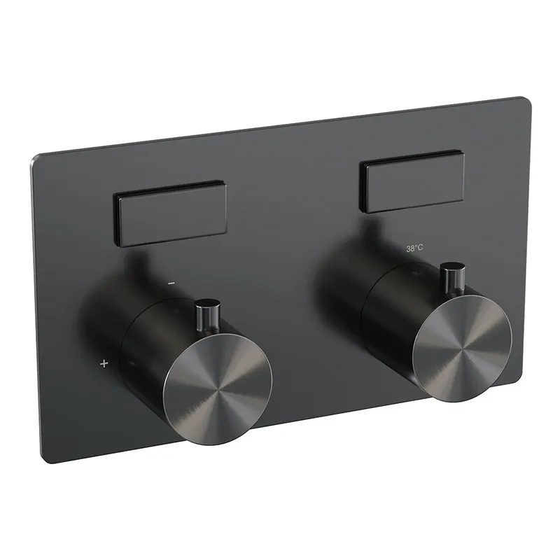Koop Vandaag Brauer Gunmetal Edition Thermostatisch Inbouwkraan met 2-Weg Omstel - 2 Drukknoppen & 2 Draaiknoppen - PVD - Geborsteld Gunmetal