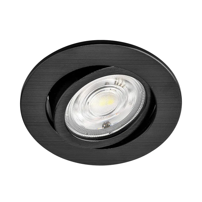 Korting Braytron LED Inbouw Spot - IP20 - 7W- Aanpasbare Kleur CCT - Rond Ø85mm - Zwart
