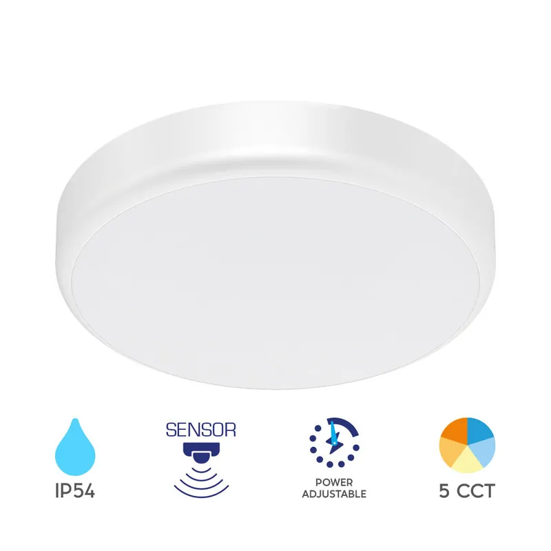 Gratis Retour Braytron LED Lamp met Bewegingssensor - Rond - 20W - IP54 - CCT - Wit