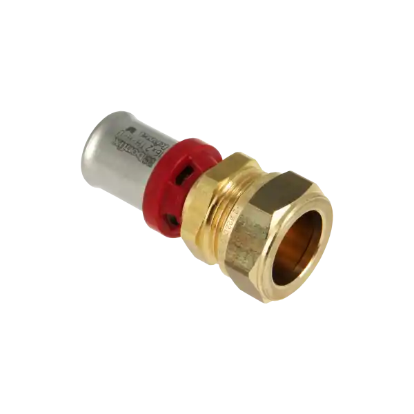 Fornara ForPress Rechte Verloopkoppeling - Pers x Knel - Messing - 20x22mm Tijdelijk Beschikbaar