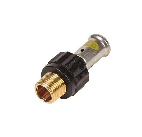 Fabrieksprijs Henco Rechte Verloopkoppeling - Gas - Pers x Buitendraad - Kunststof - 16mm x 1/2"