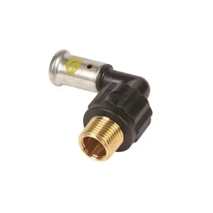 Actieprijs Henco Verloop Kniekoppeling - Gas - Pers x Buitendraad - Kunststof - 20mm x 1/2"