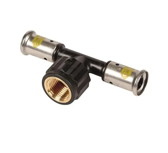 Korting Henco Verlopend T-Koppeling - Gas - Pers x Binnendraad - Kunststof - 16mm x 1/2" x 16mm
