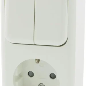 Bestseller Q-Link combinatie stopcontact en schakelaar opbouw serie randaarde polarwit