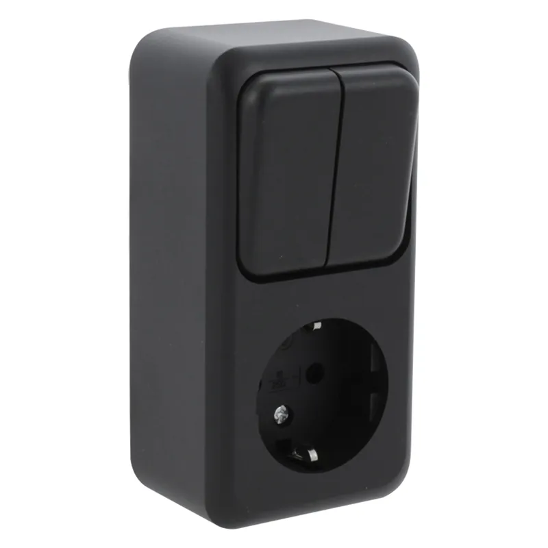 Q-Link contactdoos opbouw combinatie serie zwart Lage Prijs