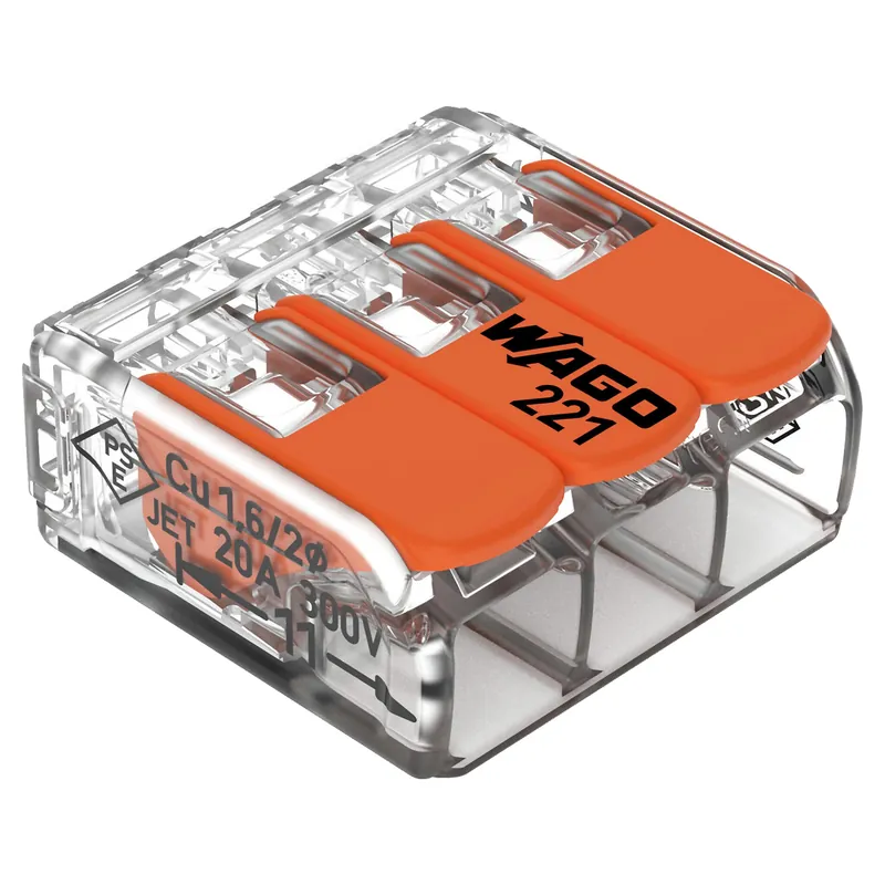 Bestel Nu Wago 221 Lasklem - 4mm² - 3-Polig - 50 stuks
