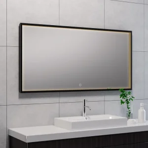 Wiesbaden Avi Spiegel met LED Verlichting - Rechthoek - Dimbaar - Spiegelverwarming - 120x60cm - Mat Zwart Koop Online