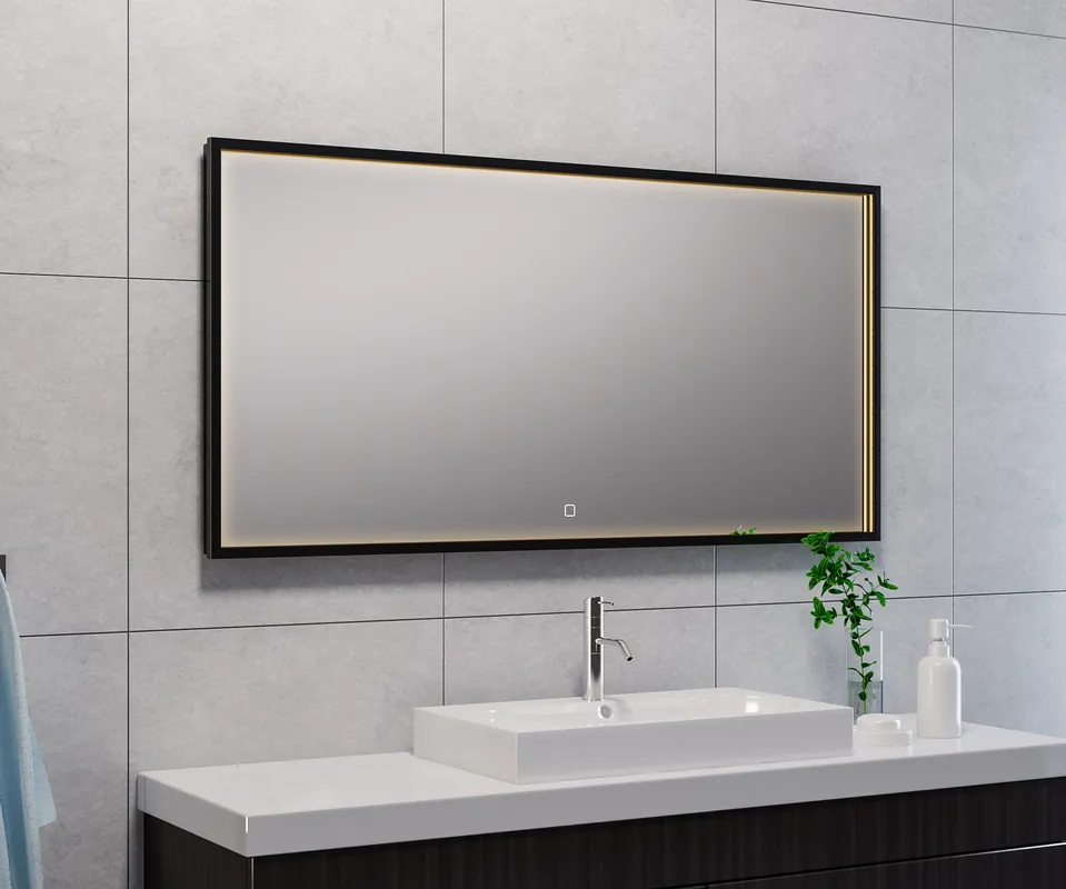 Wiesbaden Avi Spiegel met LED Verlichting - Rechthoek - Dimbaar - Spiegelverwarming - 120x60cm - Mat Zwart Koop Online