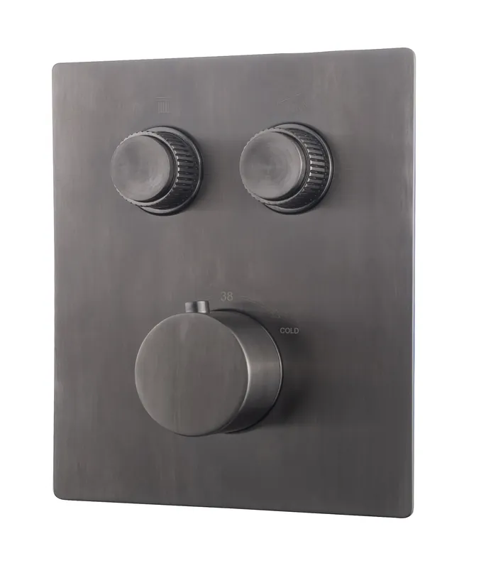 Op = Op Wiesbaden Caral Klik Pro Inbouw Thermostaatkraan met 2-Weg Omstel - Afbouwdeel - Geborsteld Gunmetal