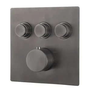 Flitsaanbieding Wiesbaden Caral Klik Pro Inbouw Thermostaatkraan met 3-Weg Omstel - Afbouwdeel - Geborsteld Gunmetal