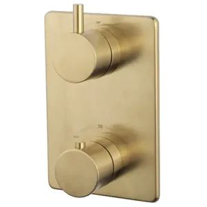 Wiesbaden Caral Thermostatische Inbouw Douchekraan met 2-Weg Omstel - Afbouwdeel - Geborsteld Messing Favoriet