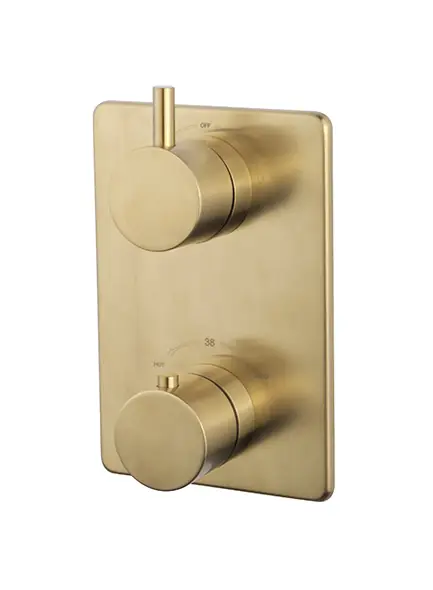 Wiesbaden Caral Thermostatische Inbouw Douchekraan met 2-Weg Omstel - Afbouwdeel - Geborsteld Messing Favoriet