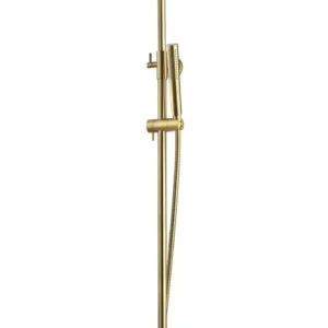 Koopje Wiesbaden Caral Thermostatische Opbouw Douchekraan met Glijstang en Staaf Handdouche - Ø25cm - Geborsteld Messing