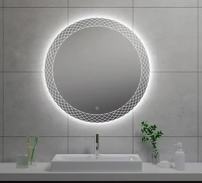 Direct Verzonden Wiesbaden Deco Spiegel met LED Verlichting - Dimbaar - Spiegelverwarming - Rond - Ø80cm