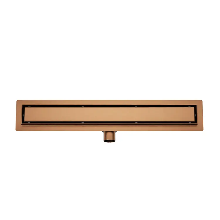 Koop Online Wiesbaden Douchegoot met Tegelrooster & Flens - 80x7cm - Geborsteld Brons Koper