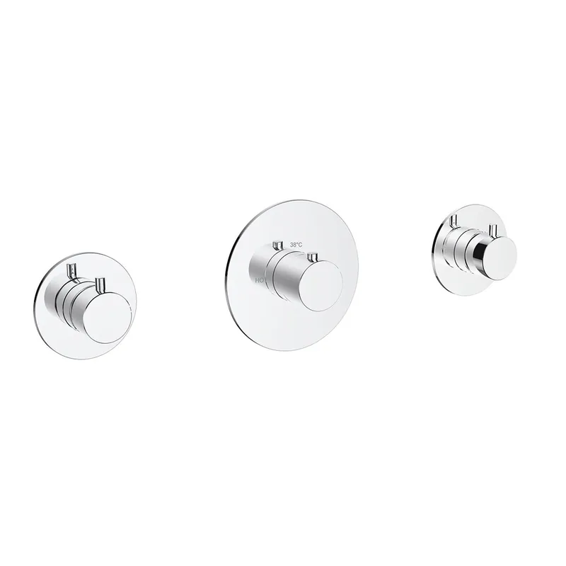 Weekendaanbieding Wiesbaden Dreams Thermostatische Douchekraan met 2 Stopkranen - Afbouwdeel - Chroom