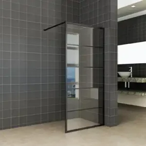 Wiesbaden Horizon Inloopdouche met Raster - Nano Coating - 8mm Helder Glas - 120x200cm - Mat Zwart Speciale Aanbieding