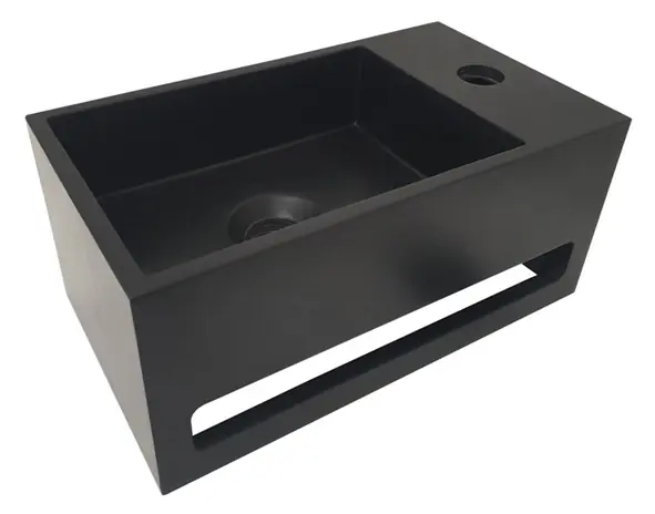 Seizoensaanbieding Wiesbaden Julia Solid Surface Fontein - Kraangat Rechts - 35x20x16cm - Mat Zwart