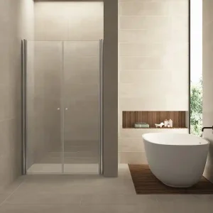 Shop Nu Wiesbaden Lagos Dubbele Pendeldeur - 6mm Helder Glaswand - 80x200cm - Nano Coating - Scharnierprofiel - Chroom