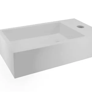 Betrouwbaar Wiesbaden Noble Solid Surface Fontein - Kraangat Rechts - 36x18x10cm - Mat Wit