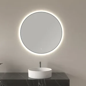 Wiesbaden Novi Spiegel met LED Verlichting - Rond - Dimbaar - Ø60 cm - Mat Zwart Uitverkoop