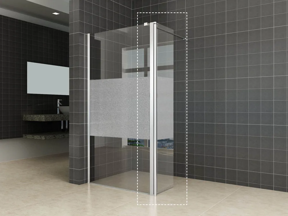 Wiesbaden Partly Draaibaar Hoekwand - Links - Nano Coating - 10mm Helder/Melk Glas - 35x200cm - Chrome Beperkt Aanbod