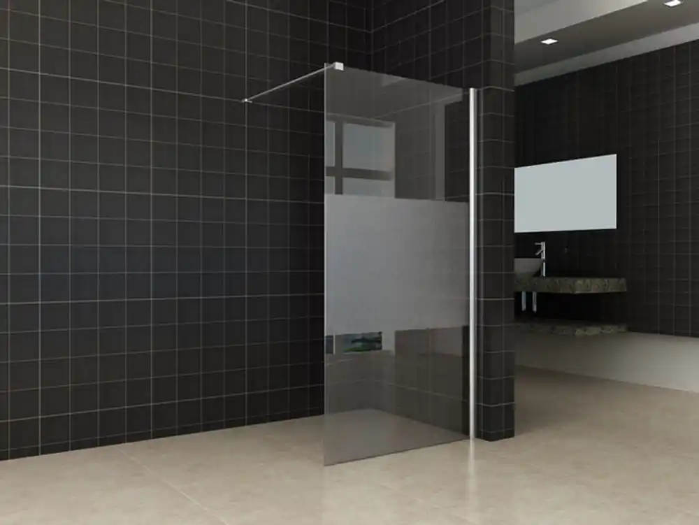Lage Kosten Wiesbaden Partly Inloopdouche - Nano Coating - 10mm Helder/Melk Glas - 110x200cm - Chrome