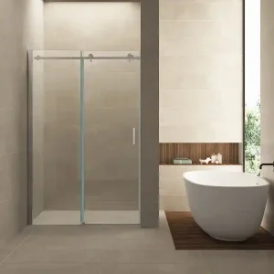 Snelle Levering Wiesbaden Puerta Schuifdeur - Muurprofiel - Nano Coating - 8mm Helder Glas - 170x202cm - Chroom