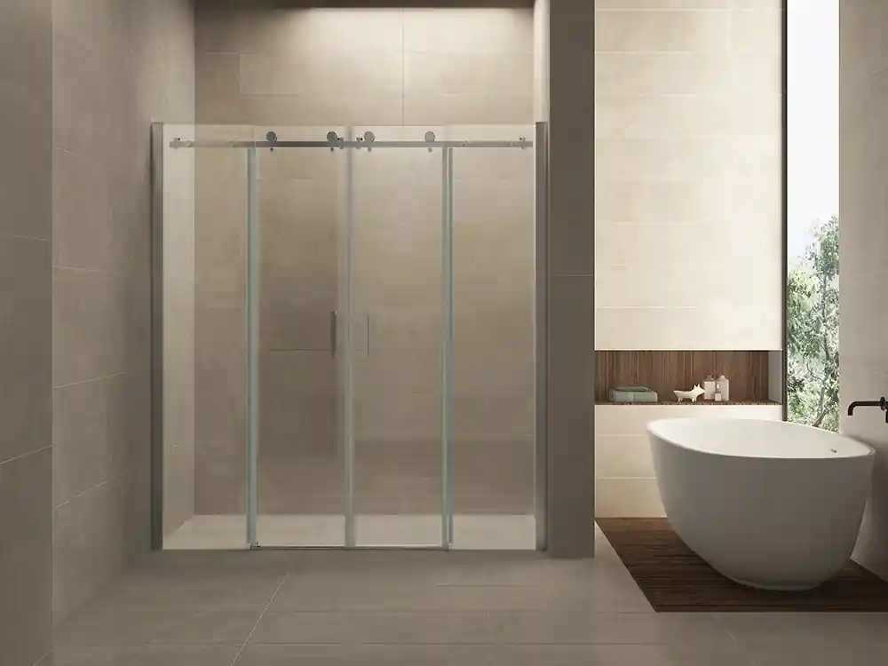 Wiesbaden Puerta Schuifdeur - Muurprofiel - Nano Coating - 8mm Helder Glas - 180x202cm - Chroom Speciale Aanbieding