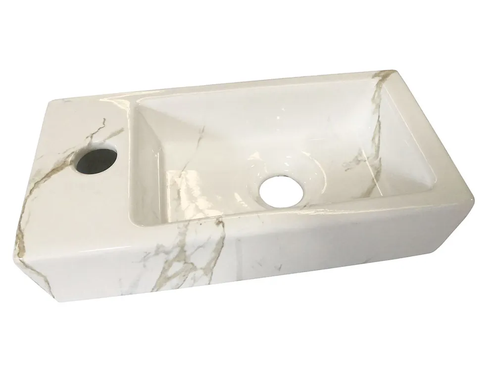 Wiesbaden Rhea XS Keramisch Fontein - Kraangat Links - 36x18x9cm - Carrara Betrouwbaar