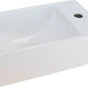 Merkproduct Wiesbaden Rhea XXS Keramisch Fontein - Kraangat Rechts - 30,5x18x11cm - Wit