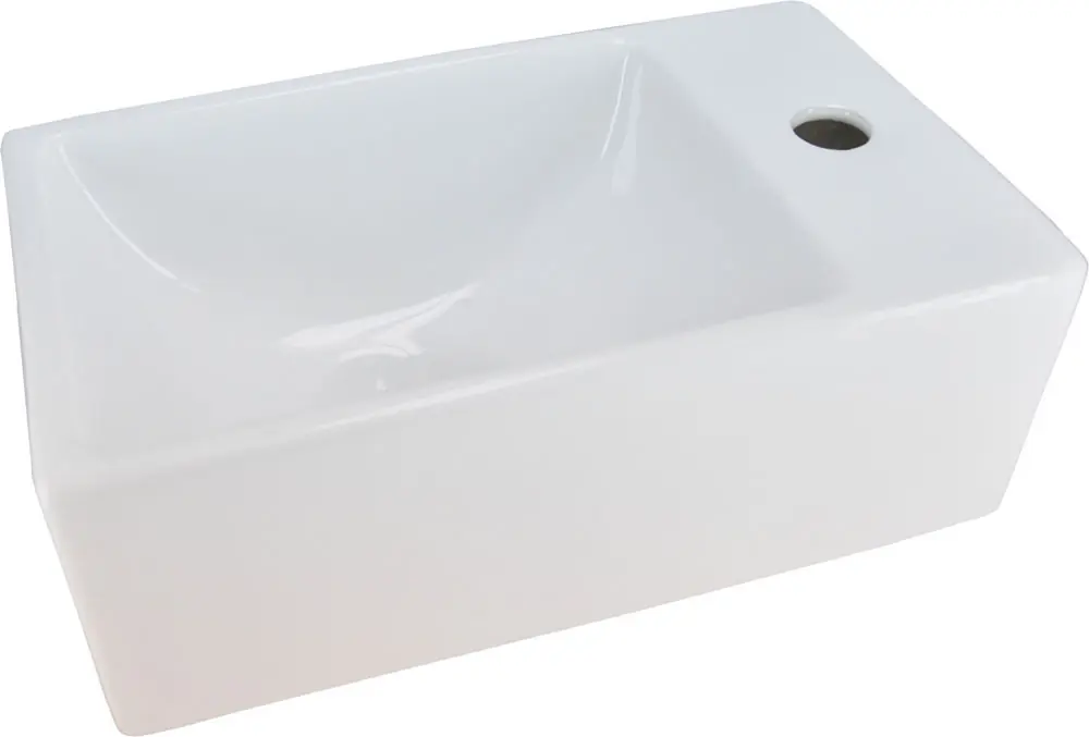 Merkproduct Wiesbaden Rhea XXS Keramisch Fontein - Kraangat Rechts - 30,5x18x11cm - Wit