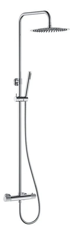 Beperkt Aanbod Wiesbaden Ribbd Thermostatische Regendouche met Glijstang en Staaf Handdouche - Opbouw - Ø25cm - Chroom