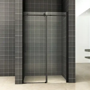 Gereduceerde Prijs Wiesbaden Slide Schuifbare Nisdeur - Nano Coating - 8mm Helder Glas - 120x200cm - Mat Zwart