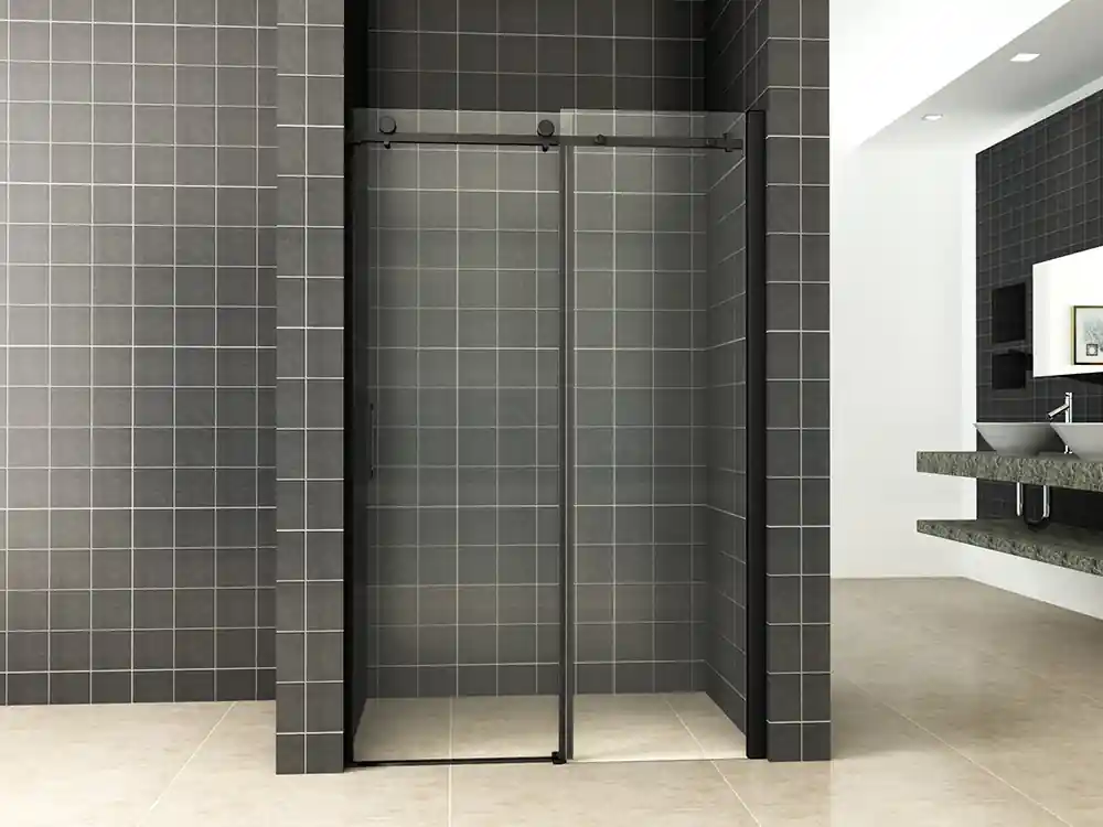 Gereduceerde Prijs Wiesbaden Slide Schuifbare Nisdeur - Nano Coating - 8mm Helder Glas - 120x200cm - Mat Zwart