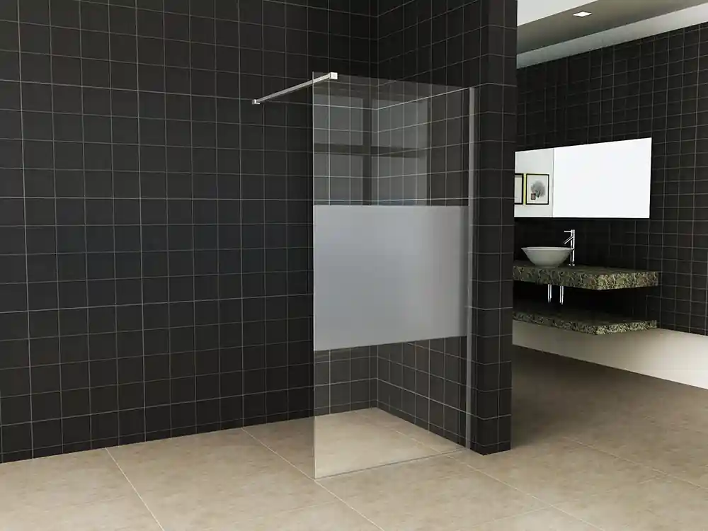 Gereduceerde Prijs Wiesbaden Slim Los Glasplaat met Middenband - Nano Coating - 8mm Helder Glas - Zonder Profiel & Stabilisatiestang - 140x200cm