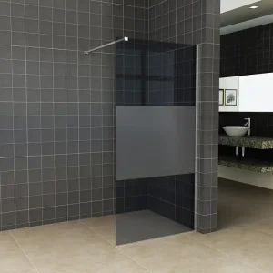 Wiesbaden Slim Los Glasplaat met Middenband - Nano Coating - 8mm Rookglas - Zonder Profiel & Stabilisatiestang - 110x200cm Flitsaanbieding