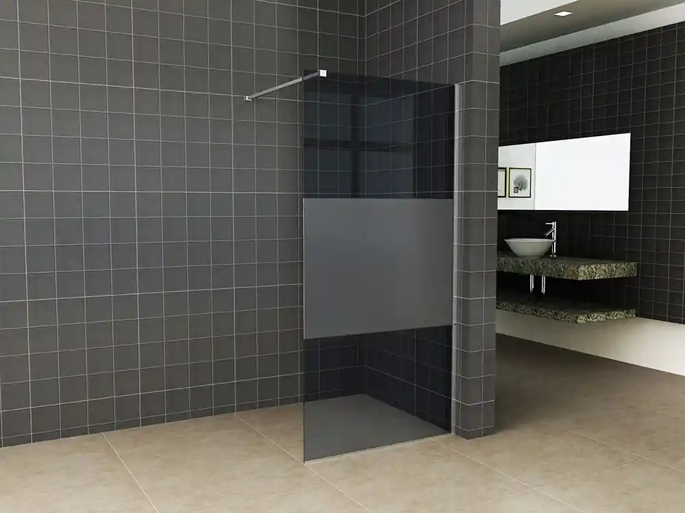 Wiesbaden Slim Los Glasplaat met Middenband - Nano Coating - 8mm Rookglas - Zonder Profiel & Stabilisatiestang - 110x200cm Flitsaanbieding