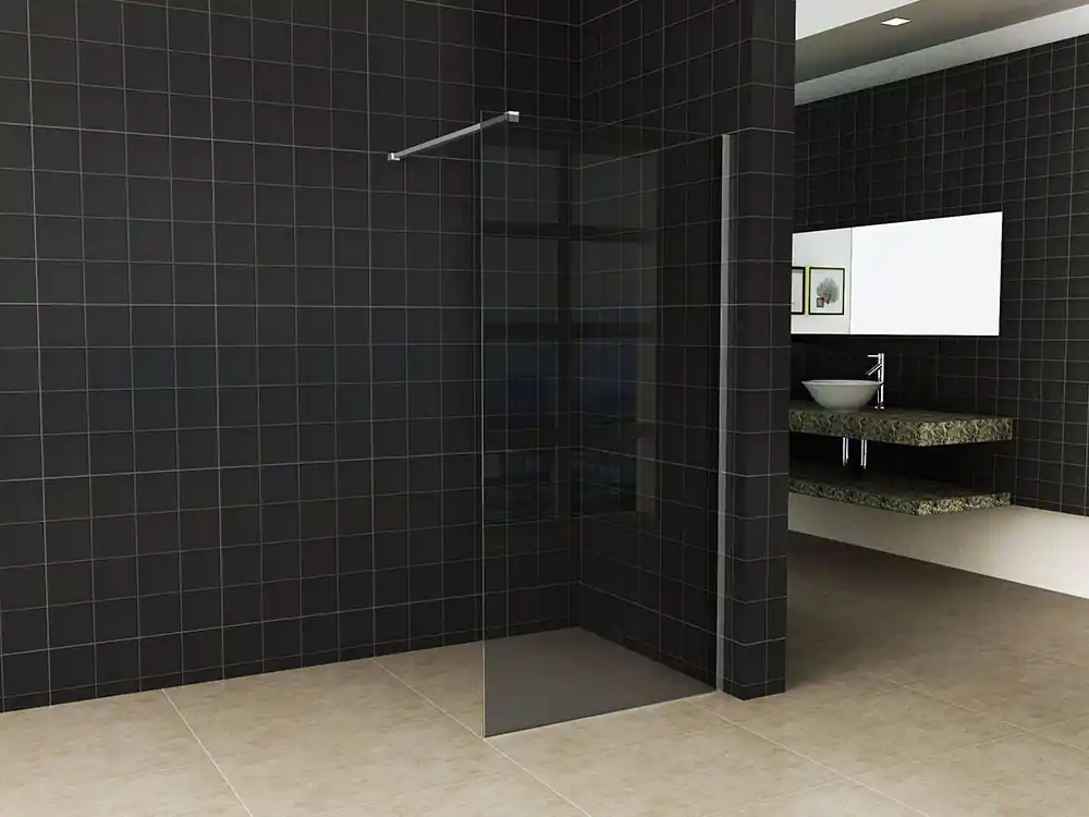 Finale Uitverkoop Wiesbaden Slim Los Glasplaat - Nano Coating - 8mm Rookglas - Zonder Profiel & Stabilisatiestang - 100x200cm