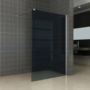 Nieuw Wiesbaden Smoke Inloopdouche - 10mm Rook Glaswand - 120x200cm - Muurprofiel - Nano Coating - Chroom